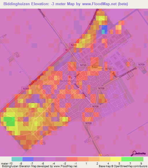 Biddinghuizen,Netherlands Elevation Map