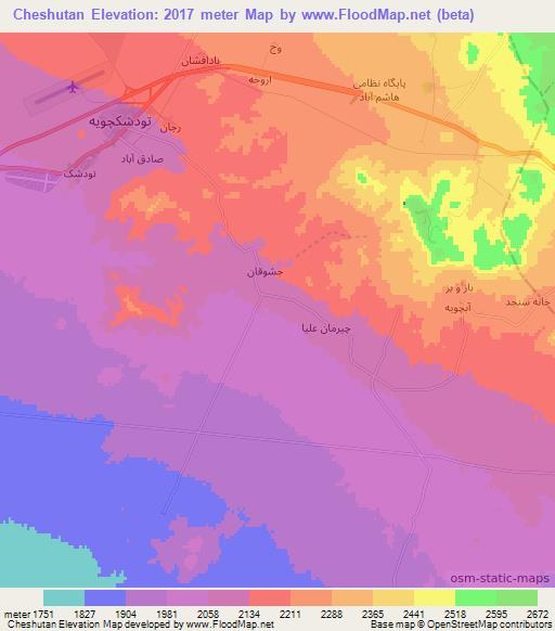 Cheshutan,Iran Elevation Map