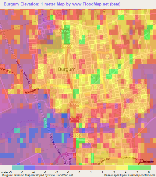 Burgum,Netherlands Elevation Map