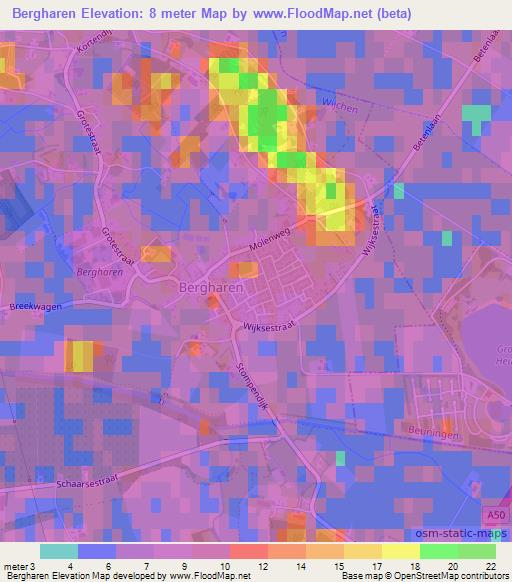 Bergharen,Netherlands Elevation Map