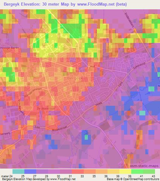 Bergeyk,Netherlands Elevation Map