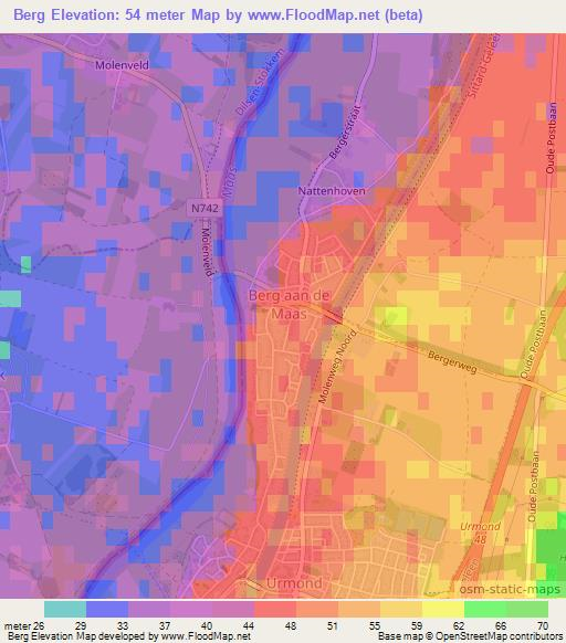 Berg,Netherlands Elevation Map