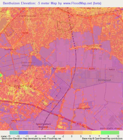 Benthuizen,Netherlands Elevation Map