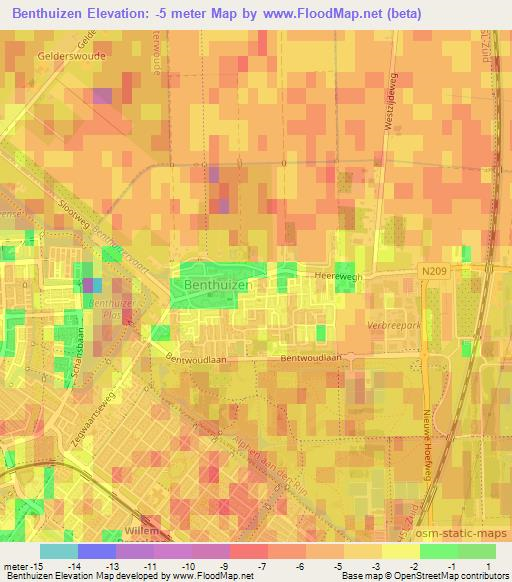 Benthuizen,Netherlands Elevation Map