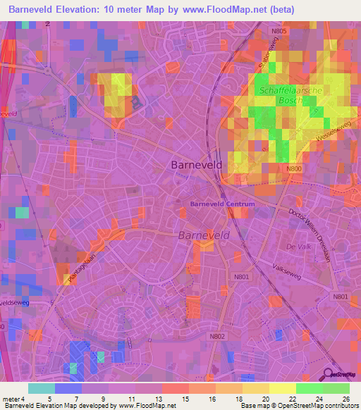 Barneveld,Netherlands Elevation Map