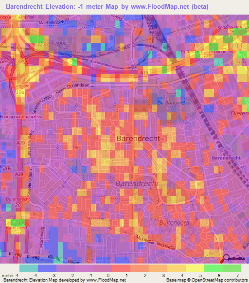 Barendrecht,Netherlands Elevation Map
