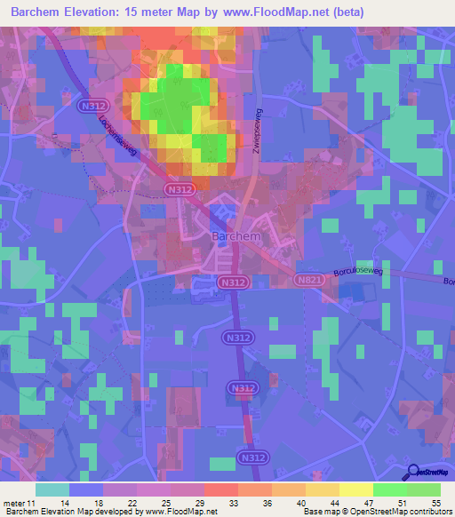 Barchem,Netherlands Elevation Map
