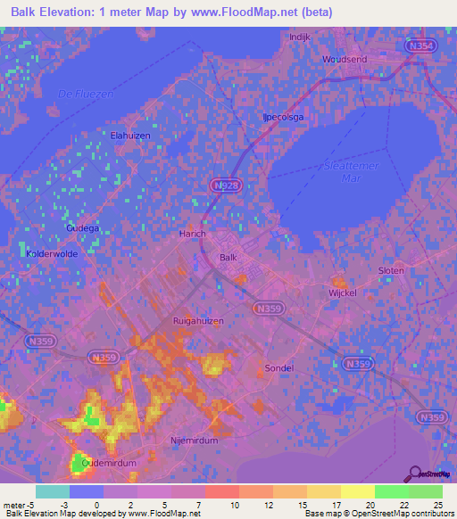 Balk,Netherlands Elevation Map