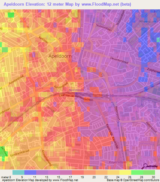 Apeldoorn,Netherlands Elevation Map