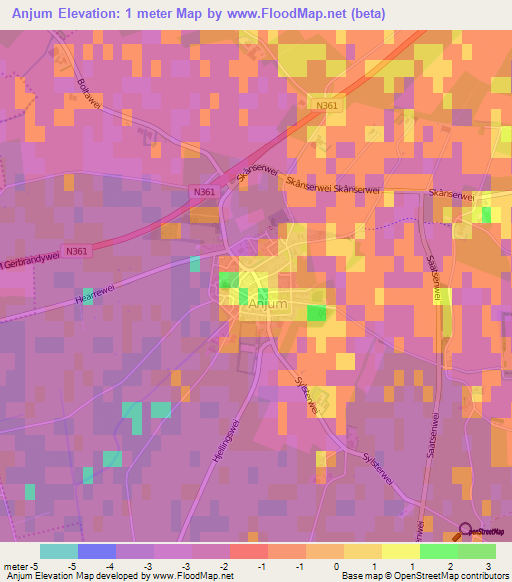 Anjum,Netherlands Elevation Map