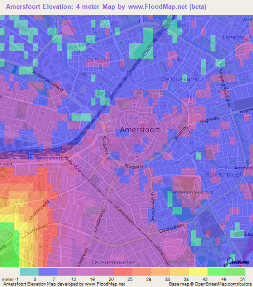 Amersfoort,Netherlands Elevation Map