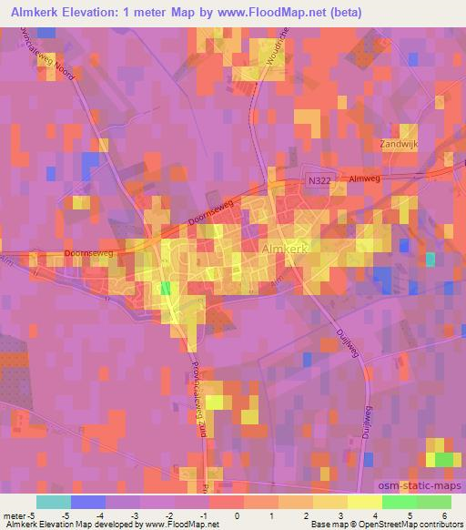 Almkerk,Netherlands Elevation Map