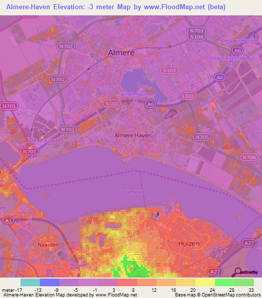 Almere-Haven,Netherlands Elevation Map