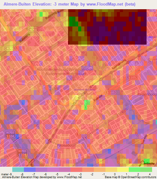 Almere-Buiten,Netherlands Elevation Map