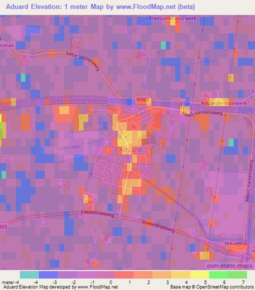 Aduard,Netherlands Elevation Map