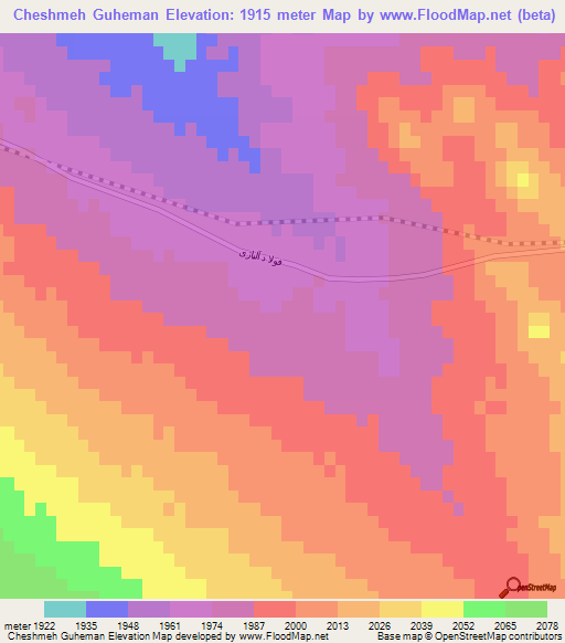 Cheshmeh Guheman,Iran Elevation Map