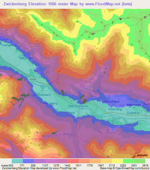 Zwickenberg,Austria Elevation Map