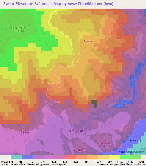 Zwein,Austria Elevation Map