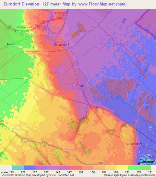 Zurndorf,Austria Elevation Map
