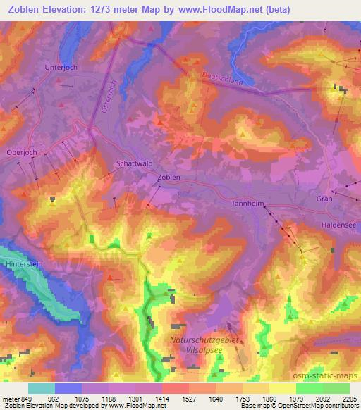 Zoblen,Austria Elevation Map