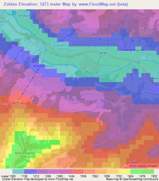 Zoblen,Austria Elevation Map
