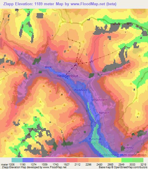 Zlapp,Austria Elevation Map