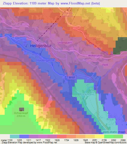 Zlapp,Austria Elevation Map