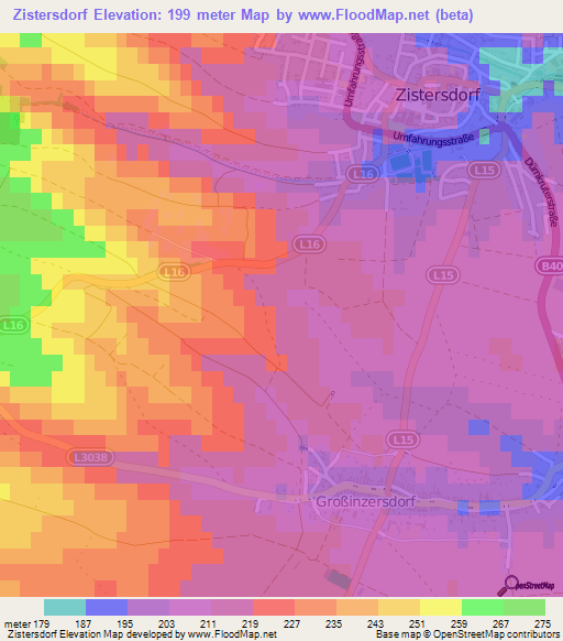 Zistersdorf,Austria Elevation Map