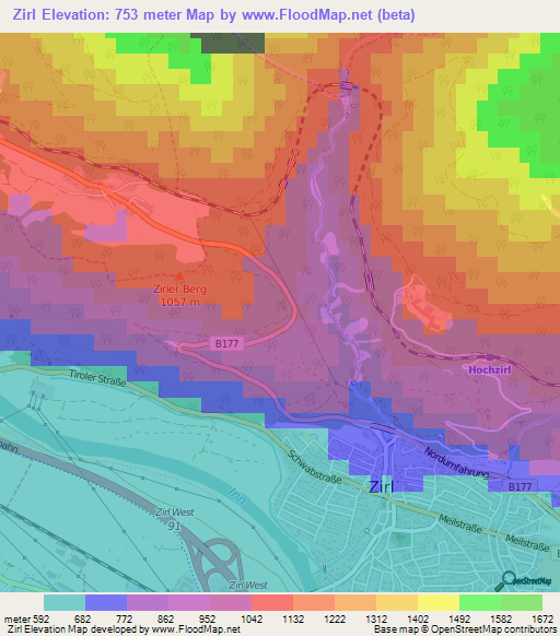 Zirl,Austria Elevation Map