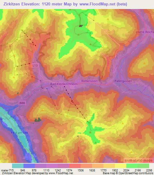 Zirkitzen,Austria Elevation Map