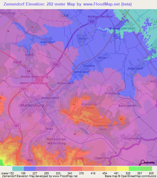 Zemendorf,Austria Elevation Map