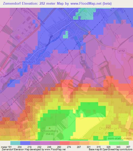 Zemendorf,Austria Elevation Map