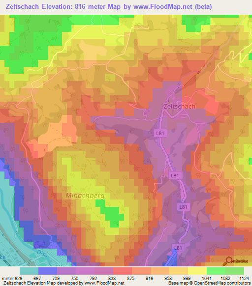 Zeltschach,Austria Elevation Map