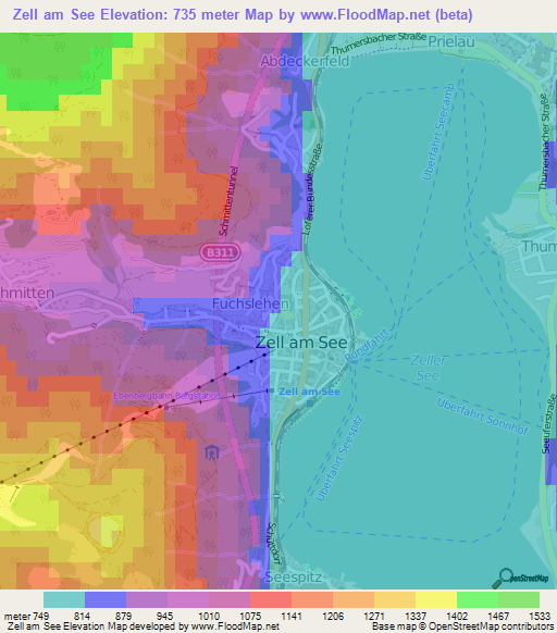 Zell am See,Austria Elevation Map