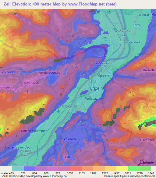 Zell,Austria Elevation Map