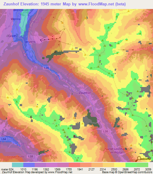 Zaunhof,Austria Elevation Map