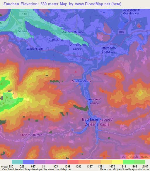 Zauchen,Austria Elevation Map