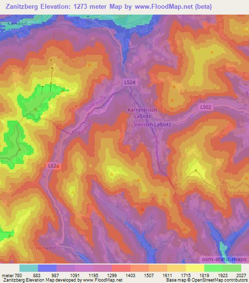 Zanitzberg,Austria Elevation Map
