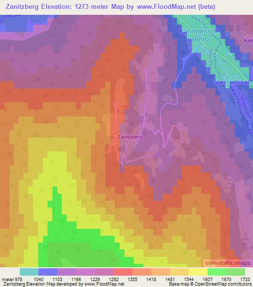 Zanitzberg,Austria Elevation Map