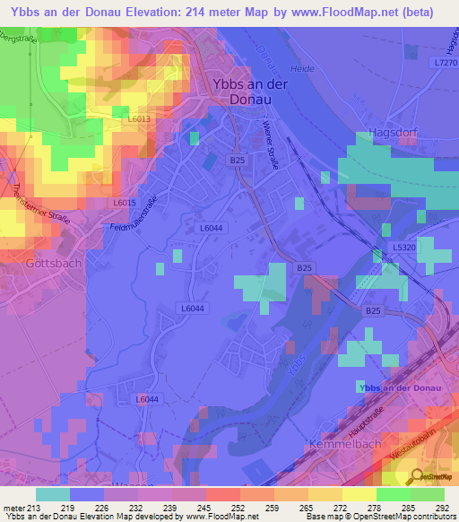 Ybbs an der Donau,Austria Elevation Map