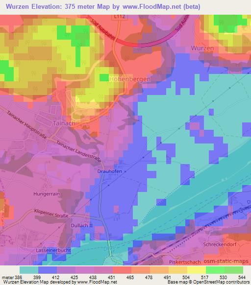 Wurzen,Austria Elevation Map