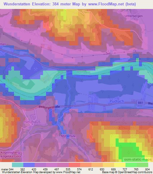Wunderstatten,Austria Elevation Map