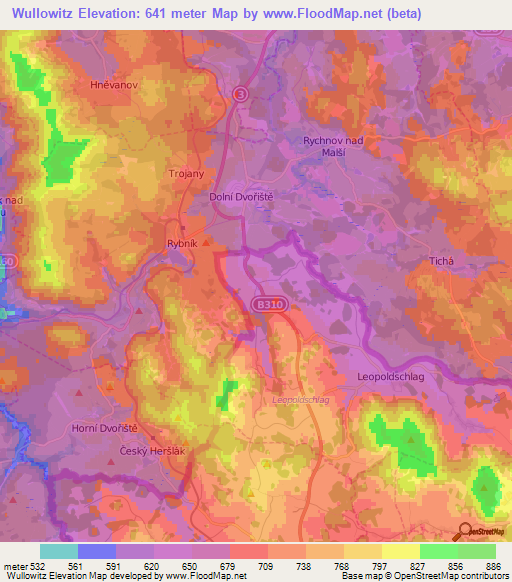 Wullowitz,Austria Elevation Map