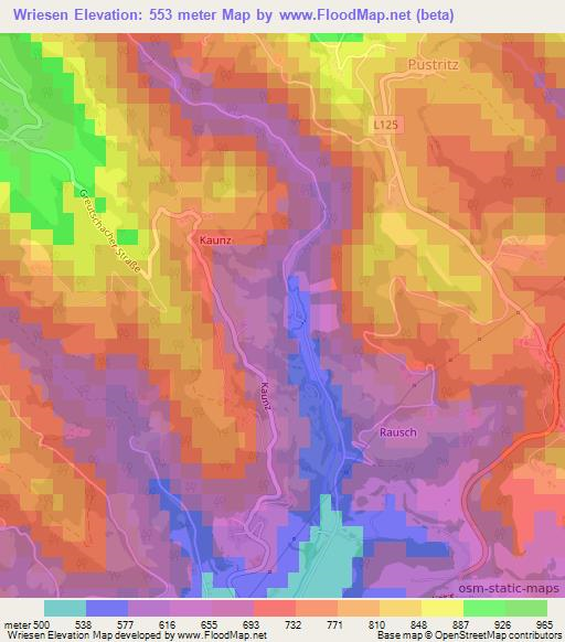 Wriesen,Austria Elevation Map