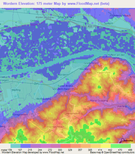 Wordern,Austria Elevation Map