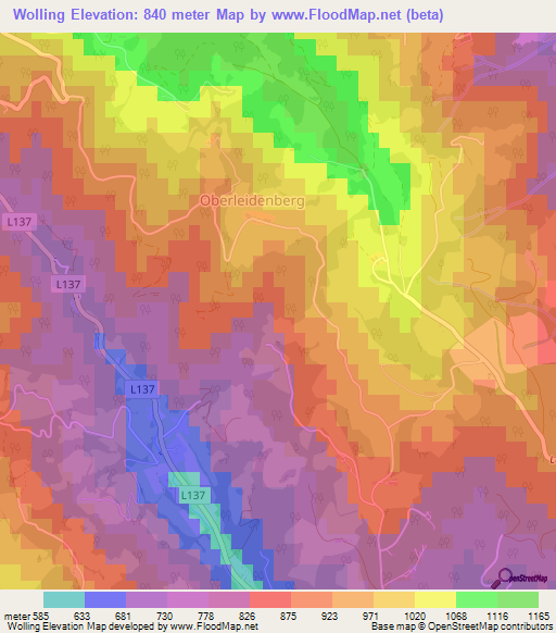 Wolling,Austria Elevation Map