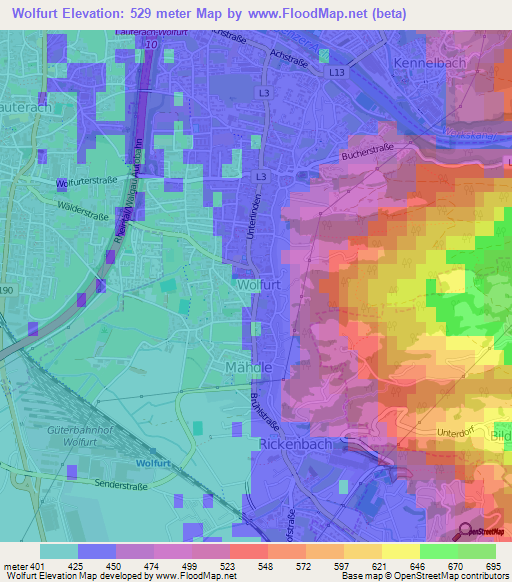 Wolfurt,Austria Elevation Map