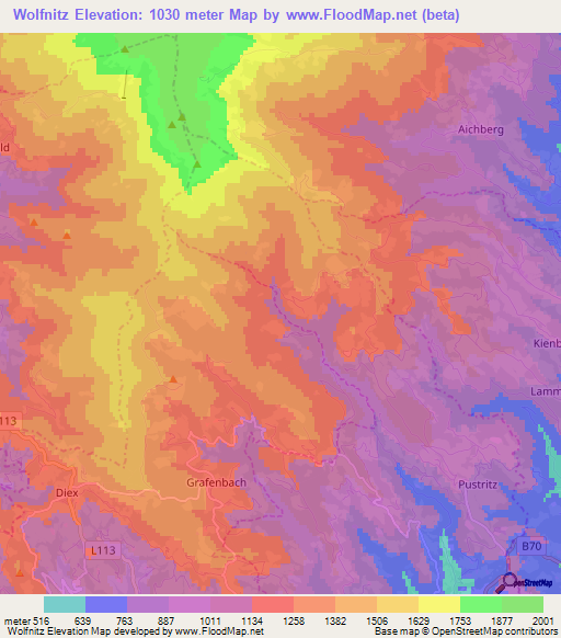 Wolfnitz,Austria Elevation Map