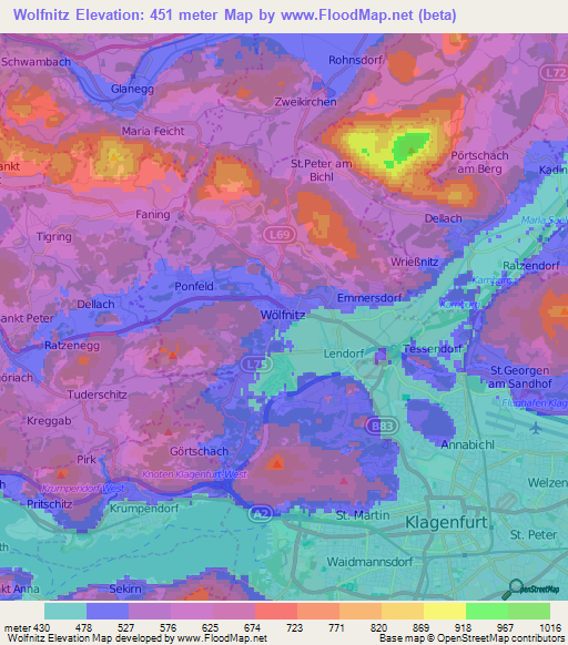 Wolfnitz,Austria Elevation Map