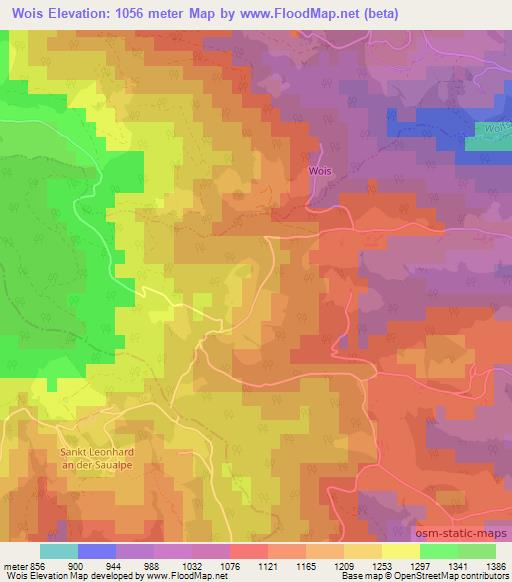 Wois,Austria Elevation Map